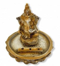 Incensário Deus Indiano Ganesha Na Flor de Lótus 9x8cm na internet