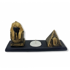 Incensário Egípcio e Porta Velas Tutankamon 18x10cm - comprar online