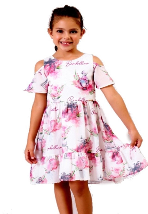 Vestido Infantil Bambollina Três Marias Morango Listras Azul