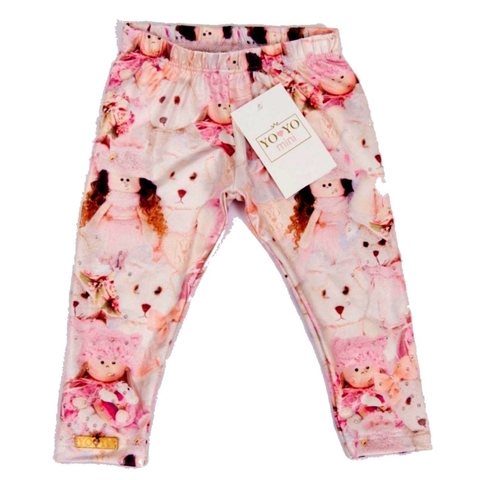 Legging infantil rosa neon dos anos 80 com estampa animal