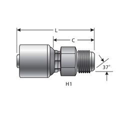 Gates MegaCrimp Macho Fijo Recto JIC 37° - comprar online