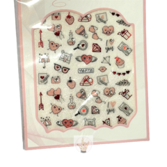 Sticker con relieve y strass -Corazones-