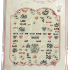 Sticker con relieve y strass -Love-