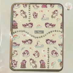 Sticker con relieve y strass -Unicornios-