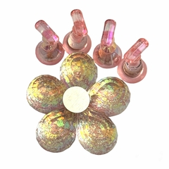 Apoya Tips Exhibidor Flor Rosa con glitter Tornasolada - comprar online