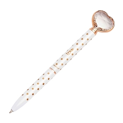 Caneta coração diamante branco com poá dourado - MOLIN - comprar online