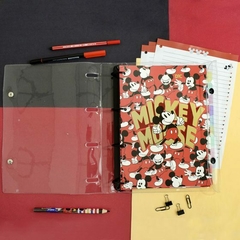 Fichárico Universitário com capa em PVC Cristal Disney Mickey + 144 Folhas decoras - Grupo Criativos 