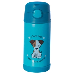 GARRAFA INFANTIL CLICK COM CANUDO I LOVE DOGS - ZONACRIATIVA