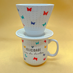 Conjunto Caneca 280ml + Filtro de Porcelana