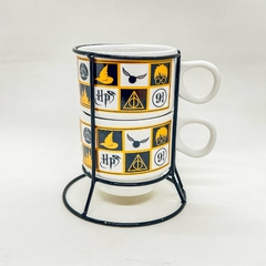 Conjunto com 2 xícaras 150ml Porcelana Com Suporte - Harry Potter - comprar online