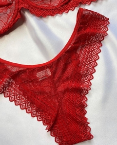 Conjunto todo rendado vermelho - Angel Lingerie