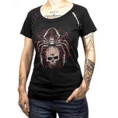 Camiseta HMC Feminina Custom Made (Spider Skull)