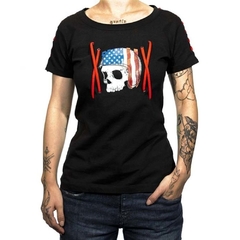 Camiseta HMC Feminina Custom Made (USA Skull)