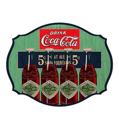 Placa de Decoração em MDF Coca-Cola (Four Bottles)