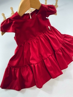 VESTIDO VERMELHO EM TRICOLINE - comprar online