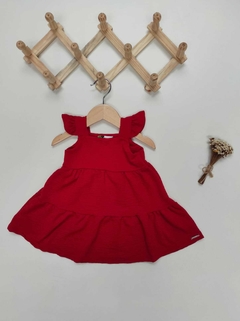 VESTIDO VERMELHO COM ALÇAS EM BABADOS