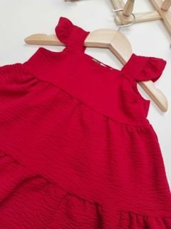 VESTIDO VERMELHO COM ALÇAS EM BABADOS - comprar online