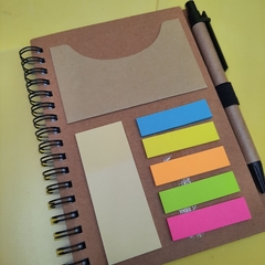 CADERNO KRAFT COM BLOCO ADESIVO E CANETA - comprar online