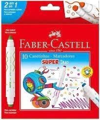 CANETINHA SUPER DUO DUAS PONTAS 10 CORES FABER-CASTELL