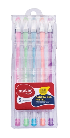 CANETA GEL PASTEL C/5 UNIDADES MOLIN - comprar online