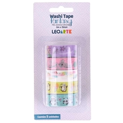 FITA ADESIVA DECORADA WASHI TAPE FANTASY C/5 LEONORA - comprar online