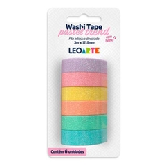 FITA ADESIVA WASHI TAPE PASTEL TREND BRILHO C/6 LEONORA - comprar online