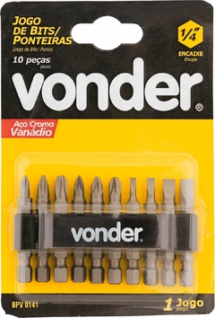 JOGO DE BITS/PONTEIRA CRV C/10 PC SEXTAVADO 1/4" VONDER