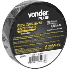 FITA ISOLANTE 19MMX20M PRETA VONDER PLUS