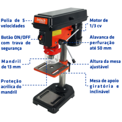 FURADEIRA DE BANCADA 13MM 220V DB13 INTECHMACHINE - comprar online