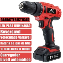 PARAFUSADEIRA/FURADEIRA COM IMPACTO 12V 13PCS - PFW012I - WORKER - comprar online