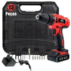 PARAFUSADEIRA/FURADEIRA COM IMPACTO 12V 13PCS - PFW012I - WORKER