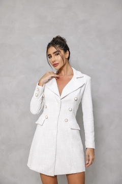 Casaco Vestido em Tweed Off White na internet