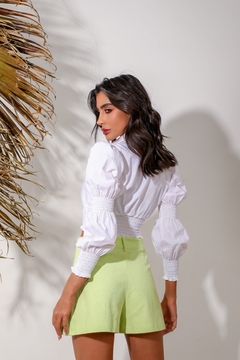 Camisa Cropped Lastex Off White - comprar online