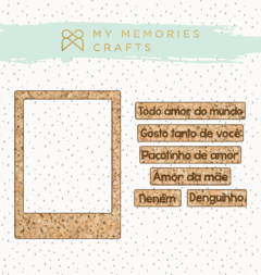 Kit com 2 Unidades - Moldura Polaroid e Frases em Cortiça - Coleção Meu Tesouro - My Memories Crafts - MMCMTE-13
