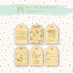3 Unidades - Tags em Madeira Adesivada - Coleção Meus Momentos - My Memories Crafts - MMCMOM-11
