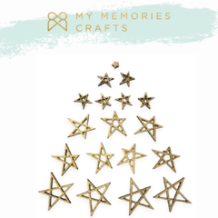 Kit 3 Unidades - Kit de Estrelas Adesivadas - My Memories Crafts - Coleção My Memories From Christmas - MMCMMC2-12