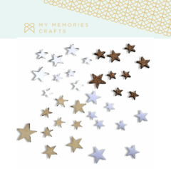 Kit de Estrelas Adesivadas - 3 Unidades - My Memories Crafts - Coleção My Star - 36 peças - MMCMS-09
