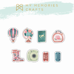 Kit 3 Unidades - Acrílicos Adesivados - My Memories Crafts - Coleção My Travel - MMCMT2-11