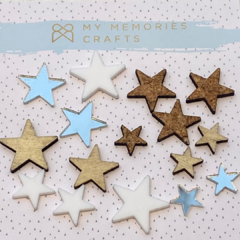Kit com 2 Unidades - Kit de Estrelas Adesivadas - Coleção Minhas Memórias de Natal - My Memories Crafts - MMCMMN-12