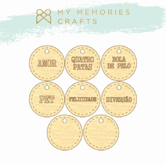 Kit com 3 Unidades - Tags em Círculos de Madeira - My Memories Crafts - Coleção Meus Pets - MMCMP2-10