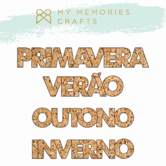 Kit com 3 Unidades - Palavras Adesivadas em Cortiça - My Memories Crafts - Coleção Minhas Estações - MMCMES-12