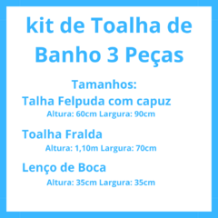 Kit Banho Bebê 03 peças- Toalha Fralda, Toalha Felpuda e Lenço de Boca - Príncipe - comprar online