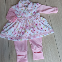 Macacão Longo para Bebê com Vestido Floral Menina - comprar online