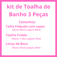 Kit Banho Bebê 03 peças- Toalha Fralda, Toalha Felpuda e Lenço de Boca - Coroa Rosa - loja online