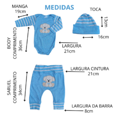 Conjunto para Bebê Body Longo Calça Saruel e Touca Menino na internet