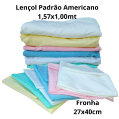 Lençol de Berço com Elástico Padrão Americano Com Fronha 100% Algodão - comprar online