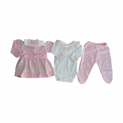 Saída Maternidade Luxo Tricô Mundo Colorido Rosa - Biely Baby | Loja de Bebê Online | Enxoval de Bebe