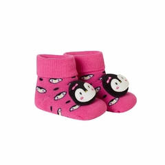 Meia Fun Socks Baby com Aplique Bichinho 3D Pinguim