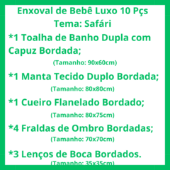 Enxoval de Bebe Luxo Kit 10 Pçs Tema Safari Verde