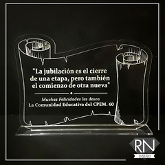 Placa de Acrílico Grabada - Premio - RN DISEÑO